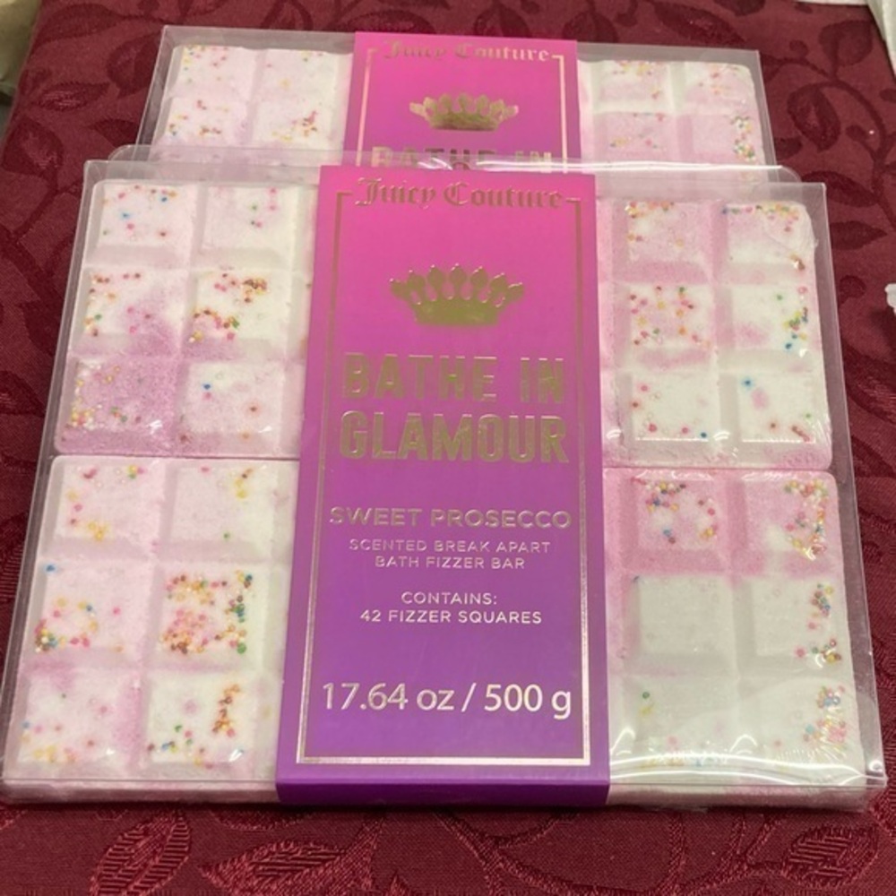 NWT Set of 2 Juicy Couture 84 🛀Bath Fizzer Squares 17.64 oz each Sweet P…